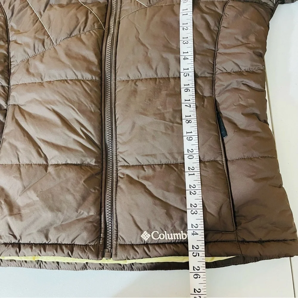 Columbia Puffer Quilted Full Zip Girls Jacket 10/12 Brown Pockets